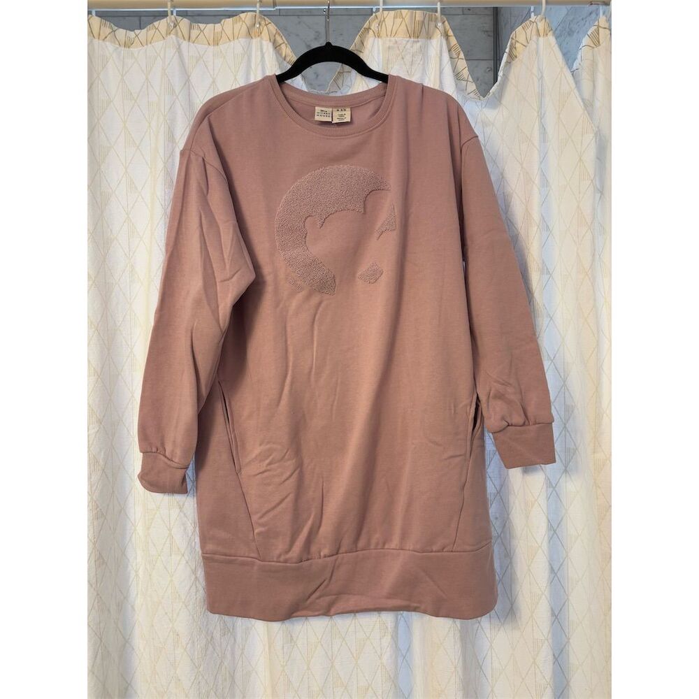 Disney Women's Mickey Mouse Oversized Sweatshirt Dress Light Purple, Sz M
